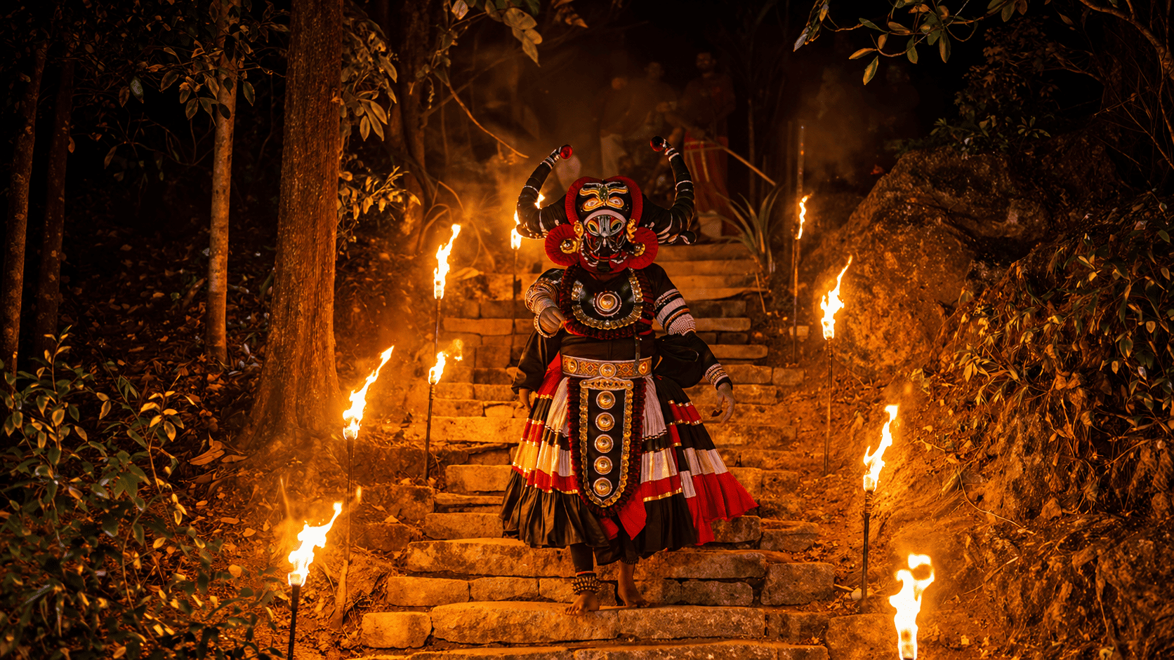Yakshagana performers in traditional costume